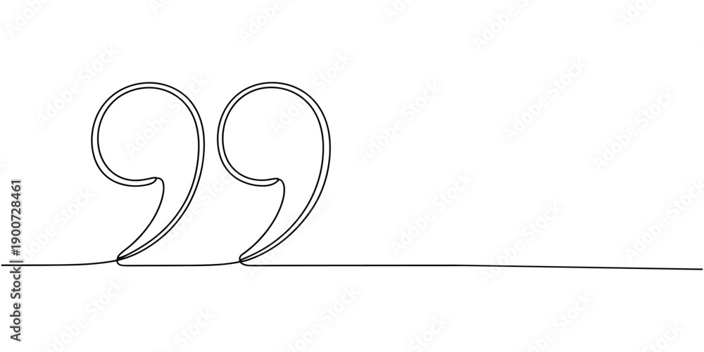 Fototapeta premium Quotes mark continuous one line abstract drawing isolated minimalist outline vector illustration design