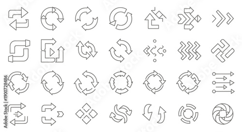 Vector navigation arrow icons set, including circular and directional symbols, for website, app, or UI design, isolated on transparent background, png