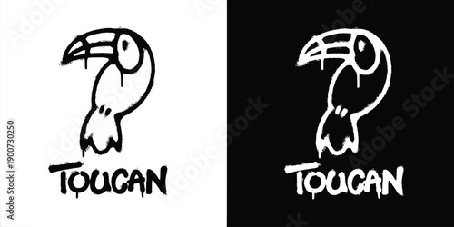 Graffiti toucan logo vector design