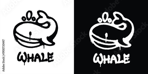 Graffiti whale logo vector design