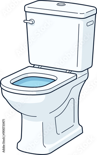 Modern White Ceramic Toilet Vector Illustration for Bathroom Interior Design, Plumbing Services, Home Improvement Concepts, Sanitation Equipment, and Domestic Hygiene Web Icons or Graphics