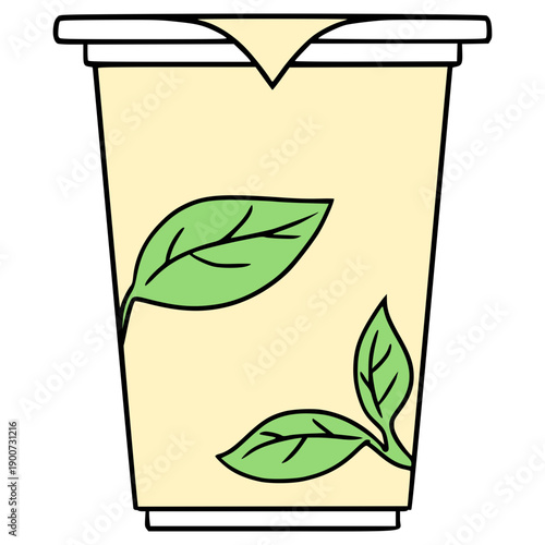 sealed cup tea illustration hand drawn isolated vector