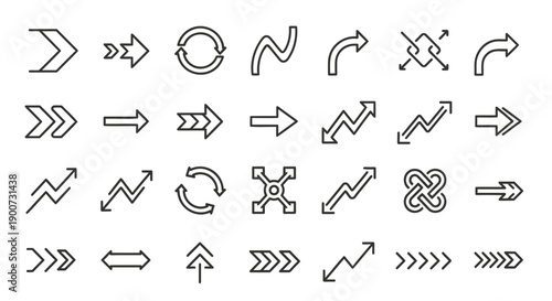 Vector arrow icons set, directional symbols, navigation signs, for website, app, UI, or presentation, isolated on transparent background, png