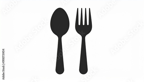 Spoon and fork icon isolated on white background