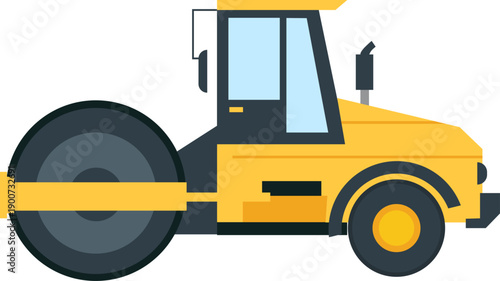 Flat Construction Road Roller Illustration