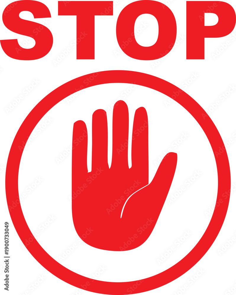 Obraz premium stop sign with hand, Vector entry prohibited 