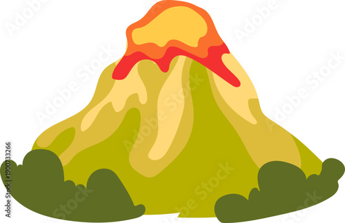 Mossy Volcano with Lava Flow