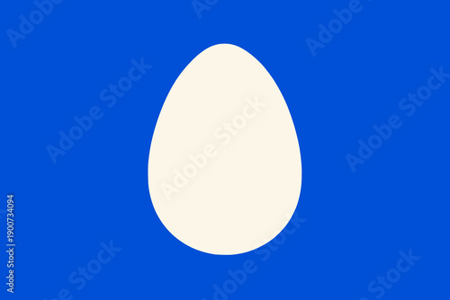 White egg silhouette on blue background