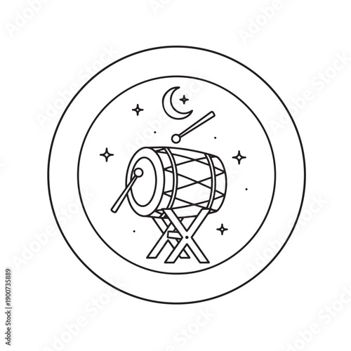 Ramadan Drum Line Art Vector Icon