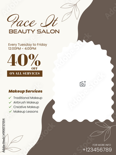 Beauty Salon Template Makeup Poster Design Vector