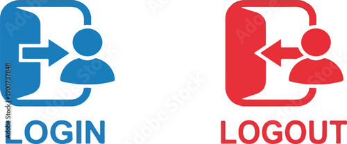 Professional User Interface Design Icons Representing Secure Login and Logout Actions for Website and Mobile App Security