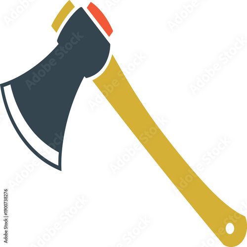 A colorful cartoon axe with a wooden handle and metal head Vector