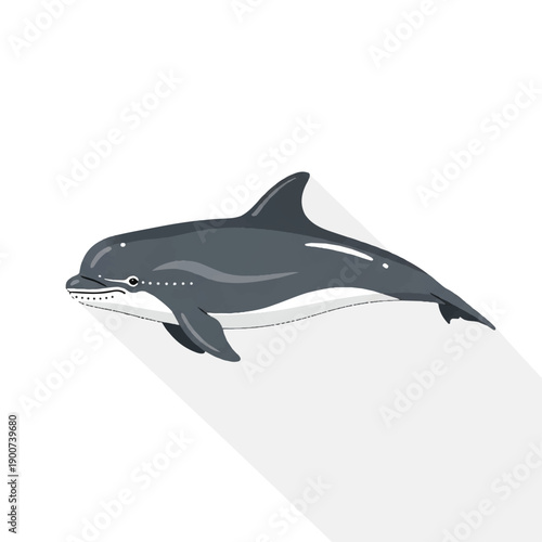 Dolphin Swimming Sideways Illustration.