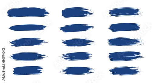 Blue brush stroke vector texture, abstract paint smears, navy blue streaks, artistic background element, for design or overlay, Isolated on transparent background, png