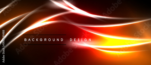 Abstract vibrant lines create dynamic energy. Warm colors dominate dark background. Text reads background design. Modern visual presentation.