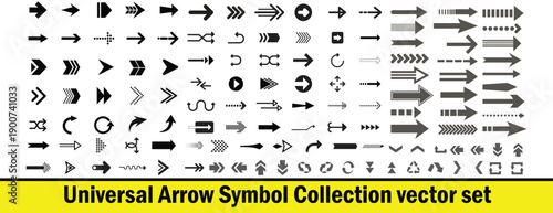 Universal Black Arrow Symbols and Vector Direction Icon Mega Set