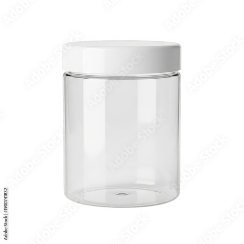 Wallpaper Mural Empty clear plastic jar with white lid isolated on transparent background Torontodigital.ca