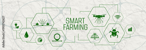 smart farming icons on white background