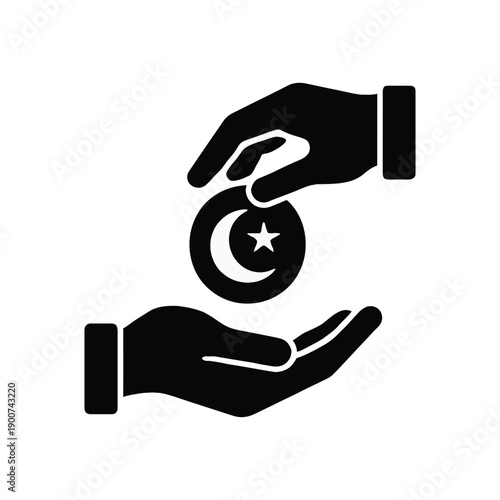 Donate for charity silhouette vector icon