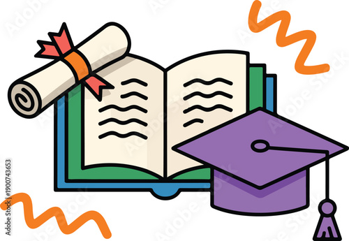 Back to School Education Vector Illustration with Books Laptop and Study Materials