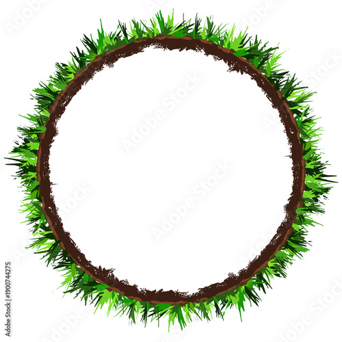 Green grass round frame. Ci...