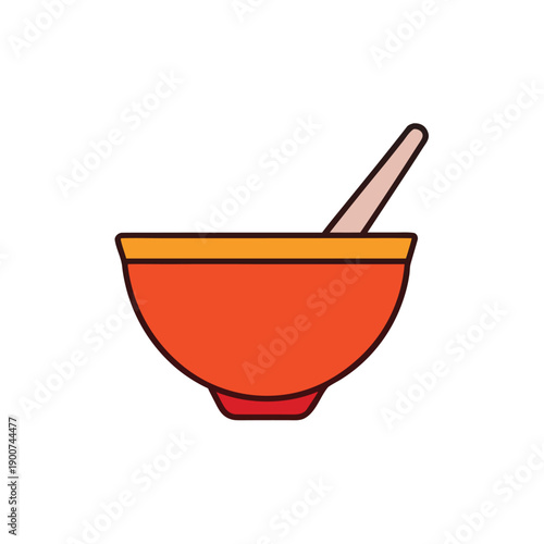 Hair dye bowl and brush vector illustration, flat style, isolated