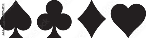 Black suits playing cards icon on white background. Royal suits playing cards icon. Playing card.