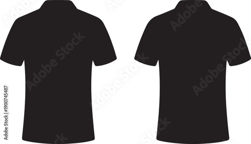 black white color polo shirt line outline logo illustration vector design template