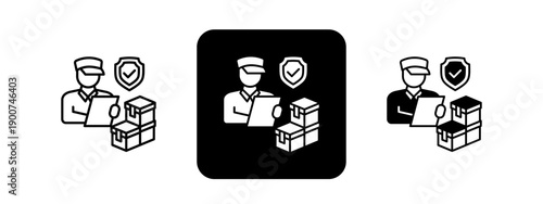 Customs  Solid color and black line drawing vector illustration set