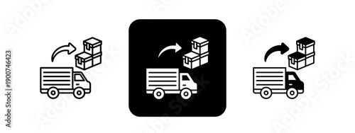 Distribution  Solid color and black line drawing vector illustration set