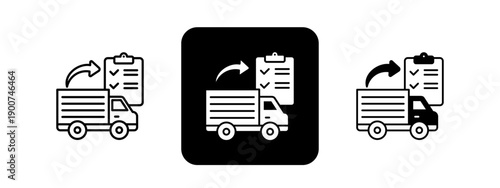 Logistics  Solid color and black line drawing vector illustration set