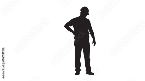 Silhouette of a man in casual pose with confident attitude in dark tone on white background for advertising