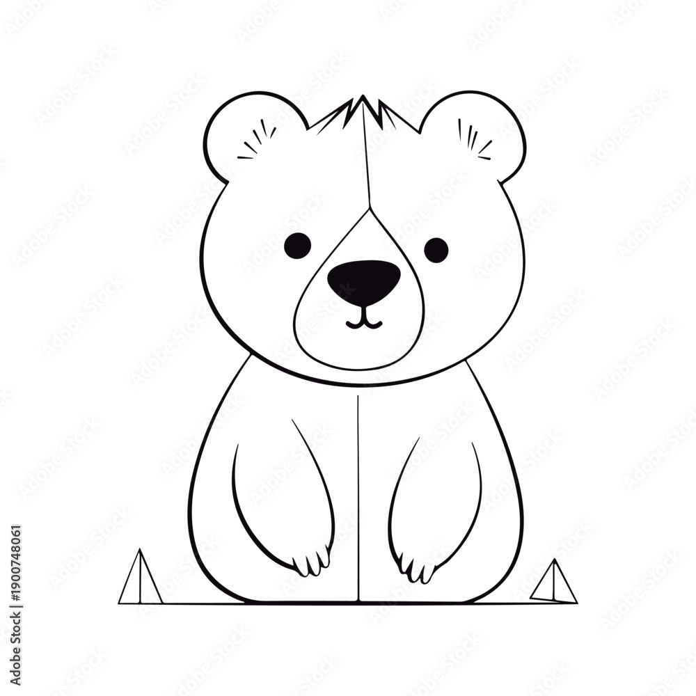 Obraz premium Coloring book for children baby American Black Bear vector illustration isolated on a white background.
