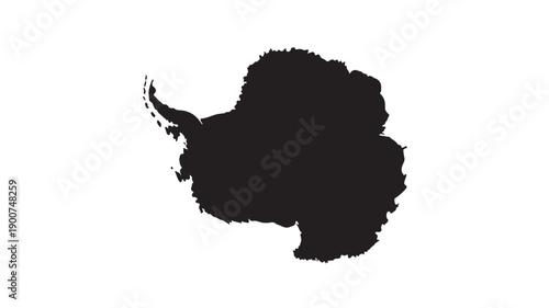 Antarctica silhouette in minimalist style with dramatic lighting on white background for geography education