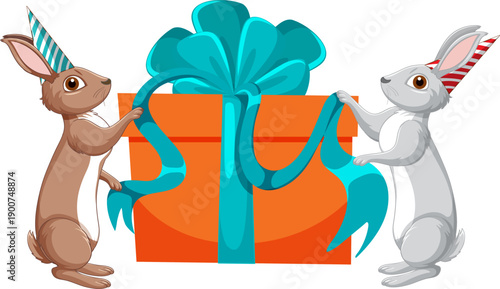 Cute rabbit with gift box