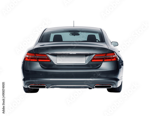 Graphite Grey Luxury Sedan Rear View Isolated Cutout PNG
