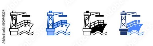 Port icon set multiple style collection