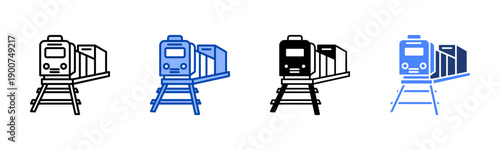 Railway icon set multiple style collection