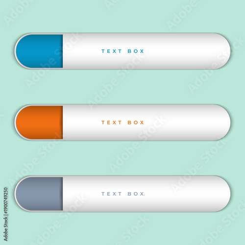 Three text box color options with gradient art