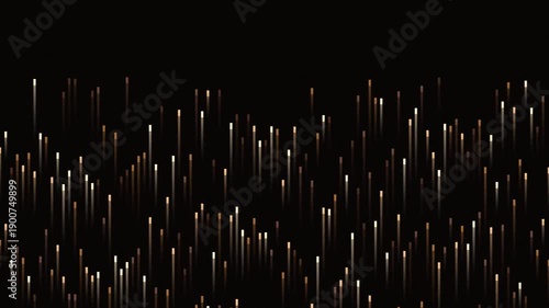 Dynamic display of vertical light streaks against a dark background, creating an abstract, motion-filled scene