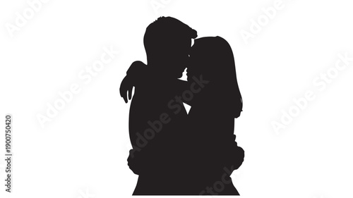 Couple Silhouette Romantic Dark Profile Isolated Background for Love Story