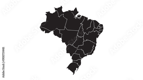 Map of Brazil with State Boundaries Highlighted.
