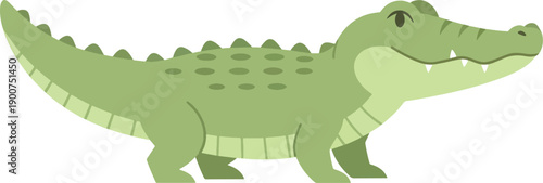 Cute Green Crocodile Cartoon Character Illustration