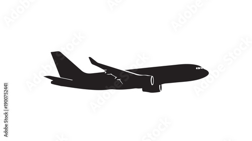 Black Silhouette of an Airplane in Flight.