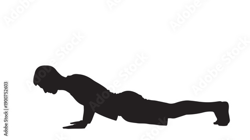 Man doing push-ups in silhouette against a white background.