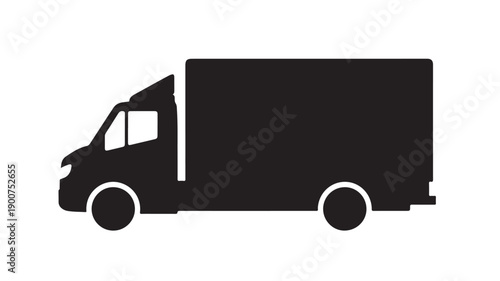 Black silhouette of a delivery van on white background.