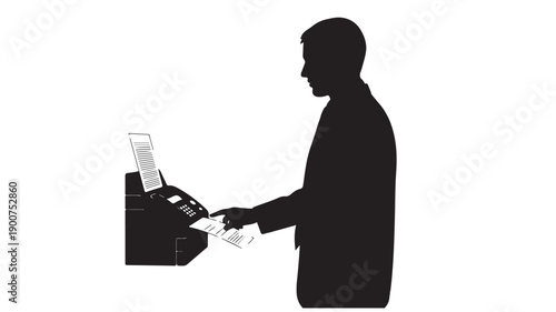 Man using an ATM to withdraw cash or deposit money.