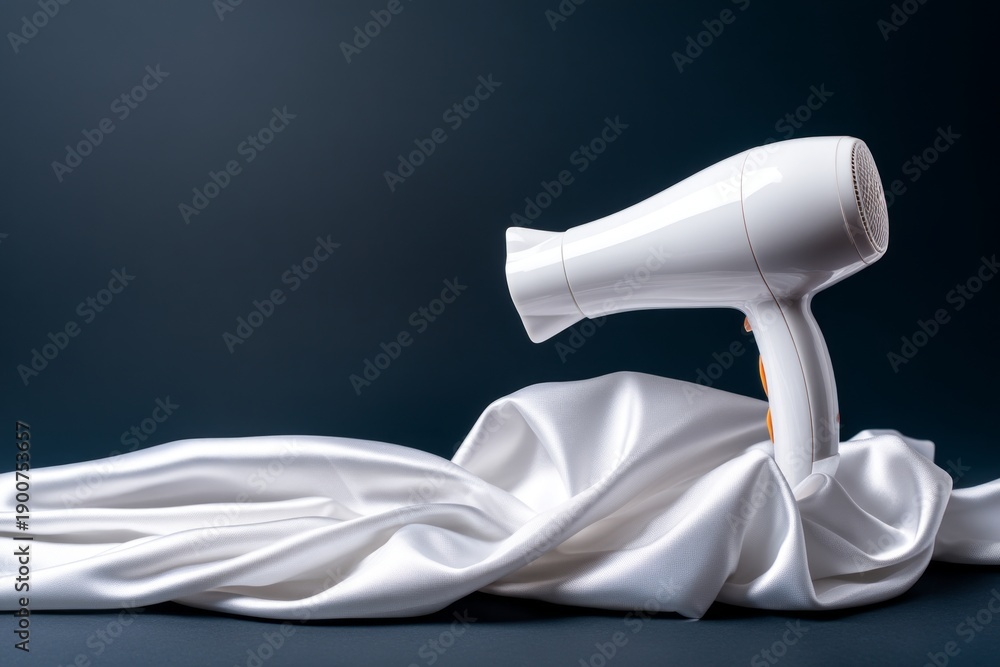 Fototapeta premium Hair Dryer Blasting Fabric Ribbon in Sideways Motion
