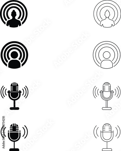 Podcast and Microphone Broadcasting Icons Collection