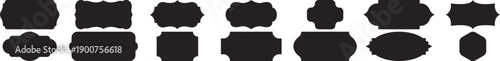  Black Decorative Label Silhouettes Set – Vintage Badge Shapes, Classic Frames and Retro Sign Vector Collection